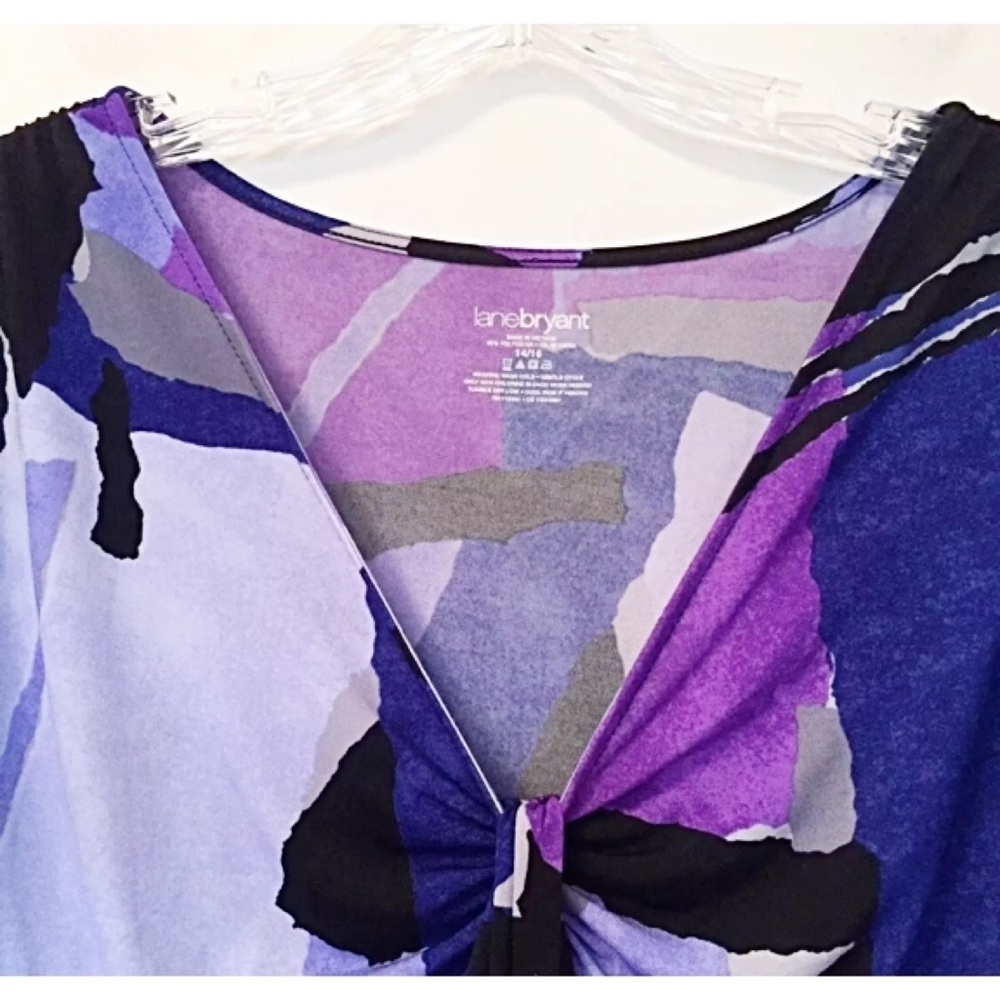 LANE BRYANT Knit Draped Front Top Purple - Picture 3 of 7